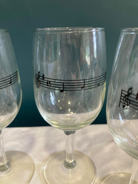 Vintage Musical Note Wine Glasses
