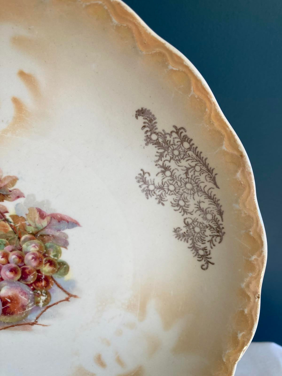 Antique D.E. McNicol Fruit Luster Plate with Gold Trim