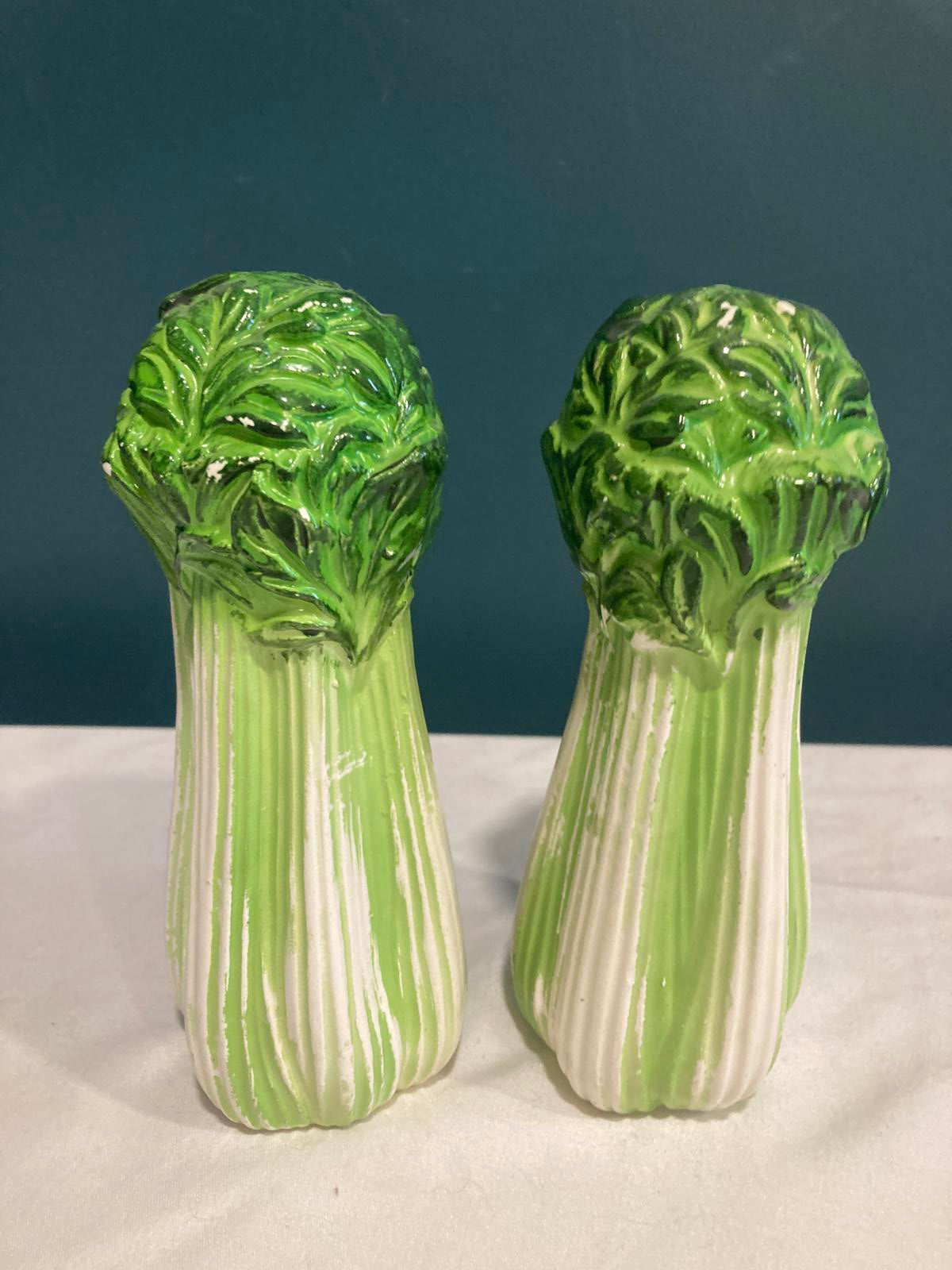 Vintage Ceramic Lettuce Salt and Pepper Shakers