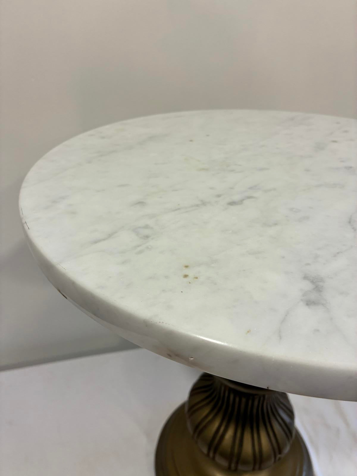 Vintage Italian Marble Top Pedestal Plant Stand with Gold Plaster Base