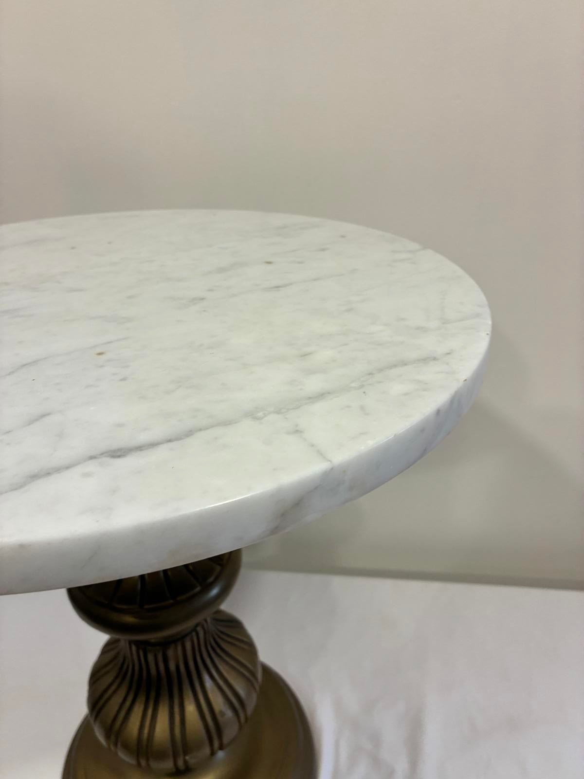 Vintage Italian Marble Top Pedestal Plant Stand with Gold Plaster Base