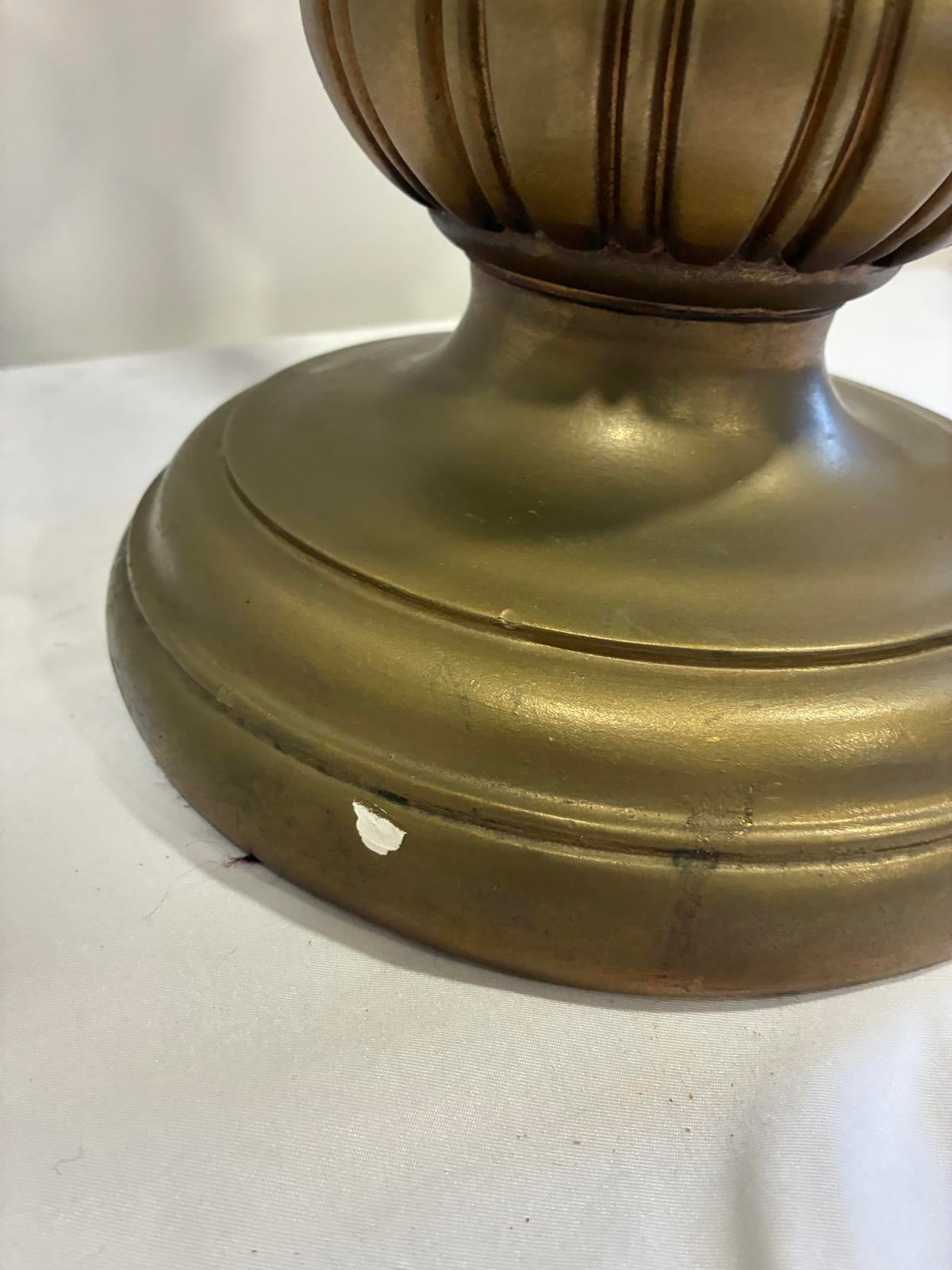 Vintage Italian Marble Top Pedestal Plant Stand with Gold Plaster Base
