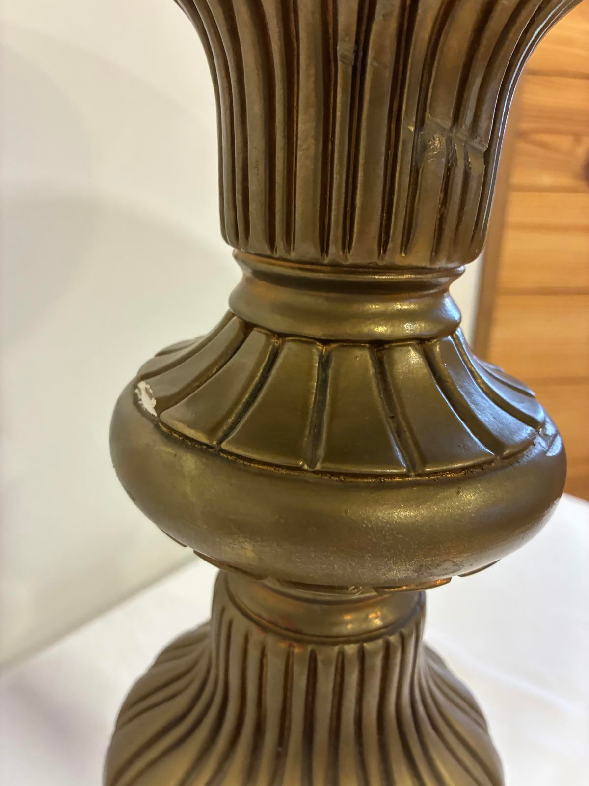 Vintage Italian Marble Top Pedestal Plant Stand with Gold Plaster Base