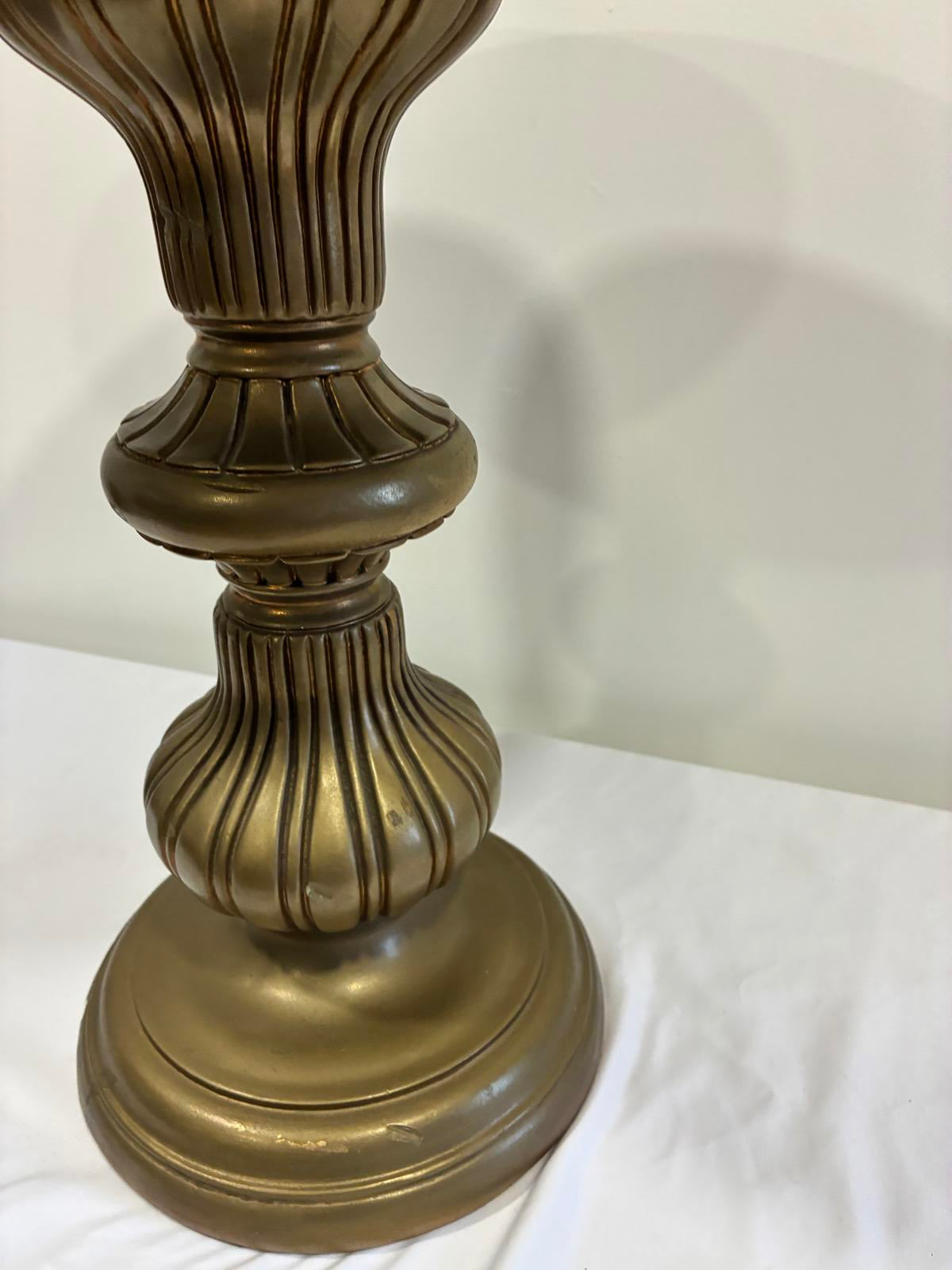 Vintage Italian Marble Top Pedestal Plant Stand with Gold Plaster Base