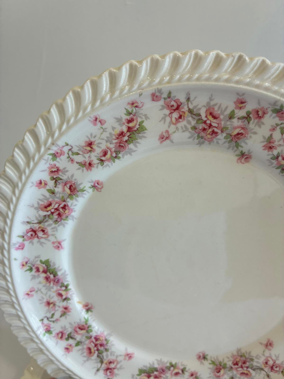 Vintage Harker Bridal Rose 7.25" Plates Set of 4 Royal Gadroon Floral China