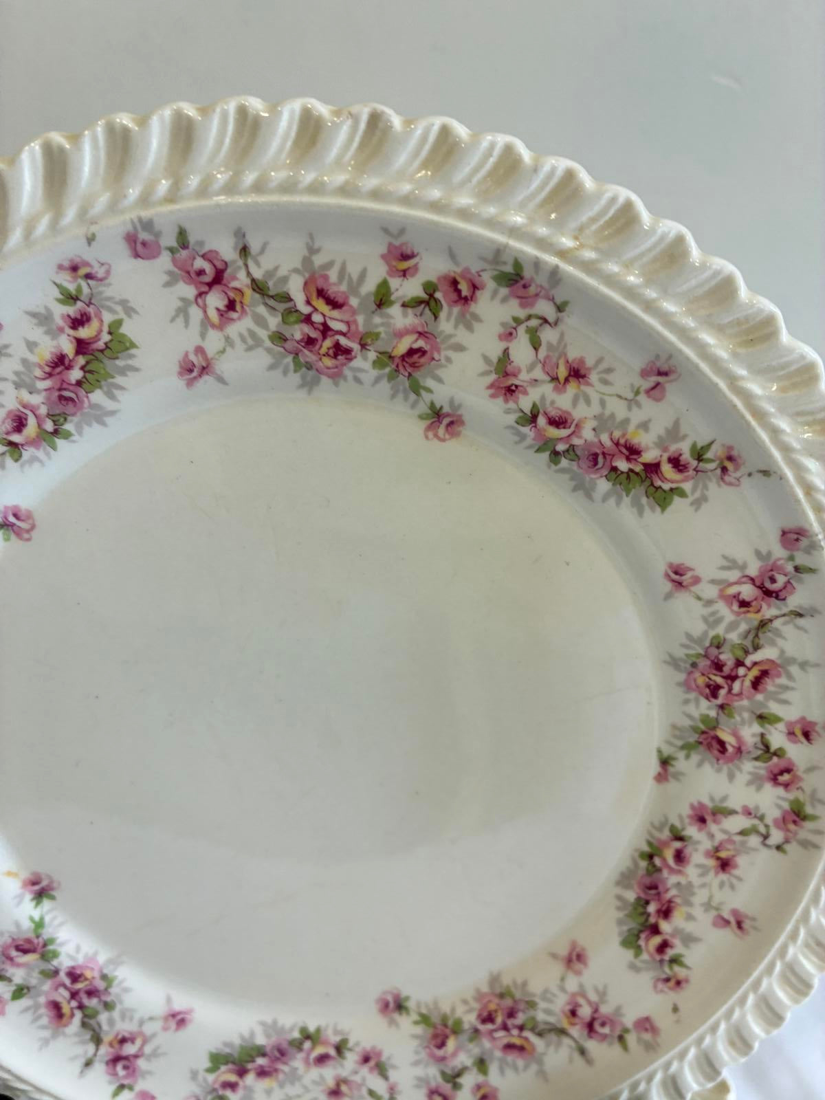 Vintage Harker Bridal Rose 7.25" Plates Set of 4 Royal Gadroon Floral China