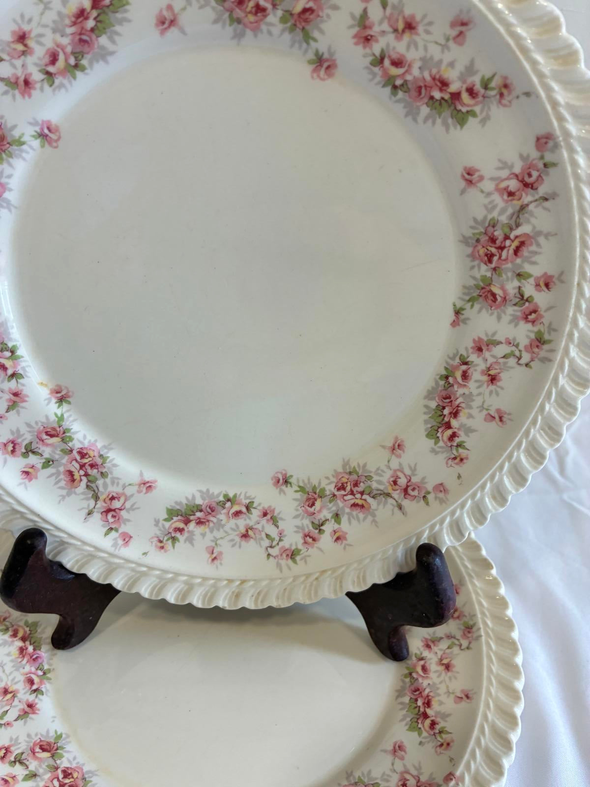 Vintage Harker Bridal Rose 7.25" Plates Set of 4 Royal Gadroon Floral China