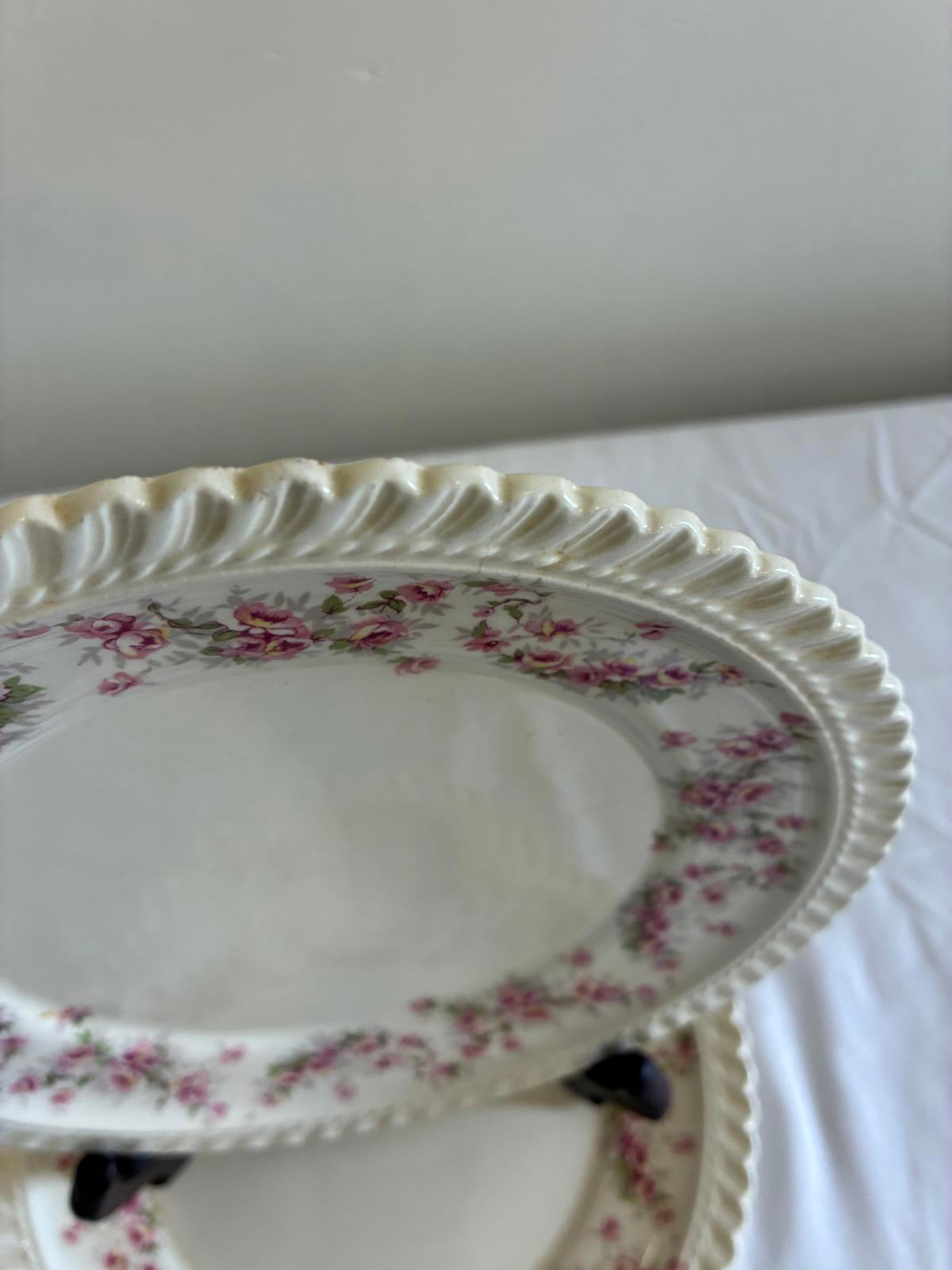 Vintage Harker Bridal Rose 7.25" Plates Set of 4 Royal Gadroon Floral China