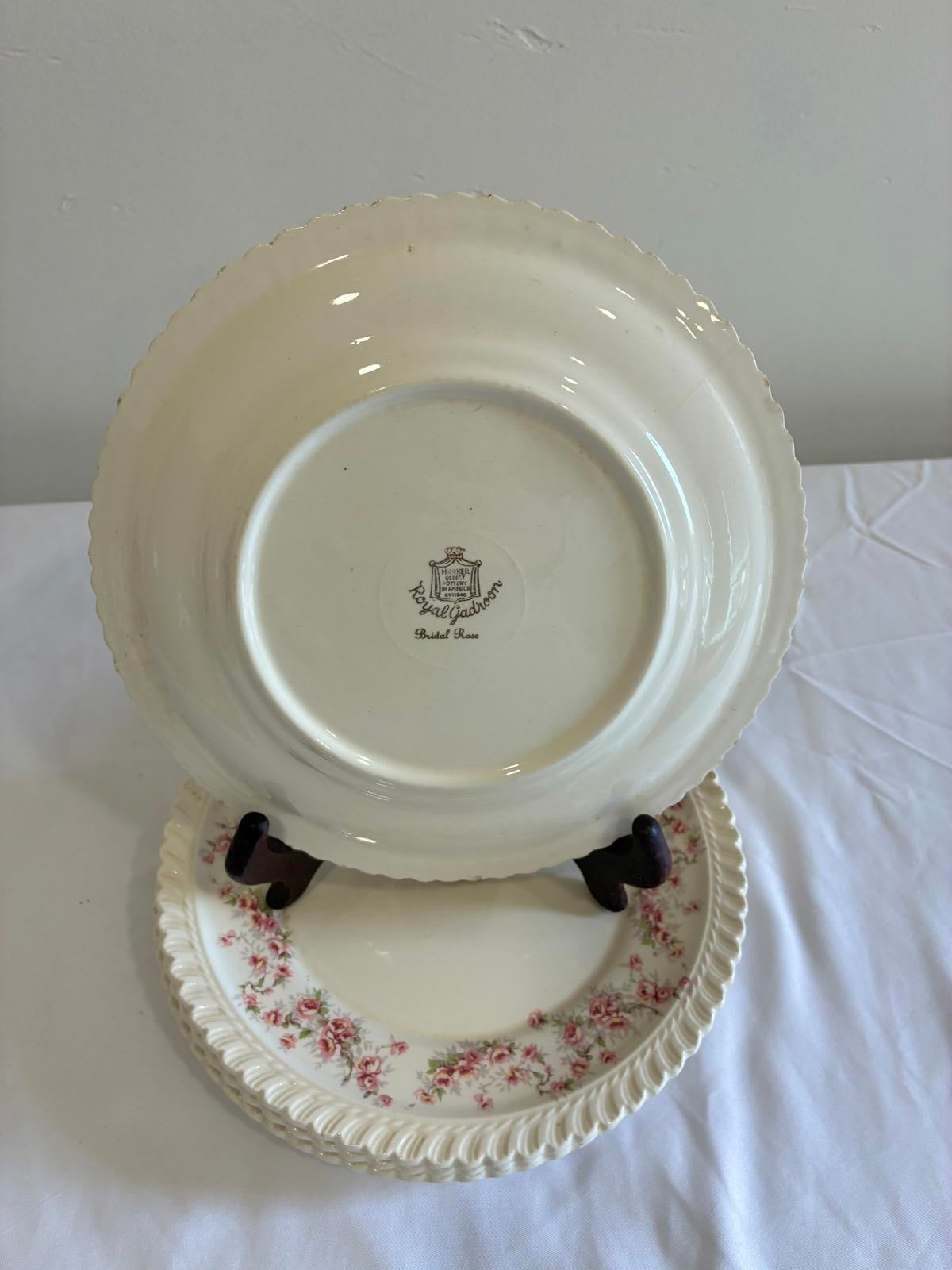 Vintage Harker Bridal Rose 7.25" Plates Set of 4 Royal Gadroon Floral China