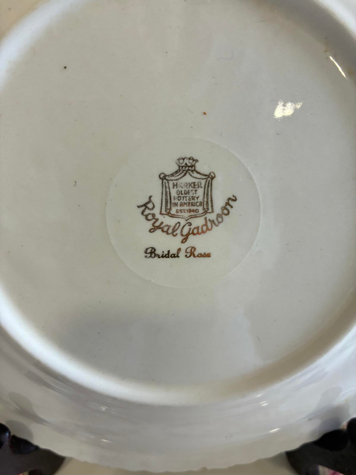 Vintage Harker Bridal Rose 7.25" Plates Set of 4 Royal Gadroon Floral China