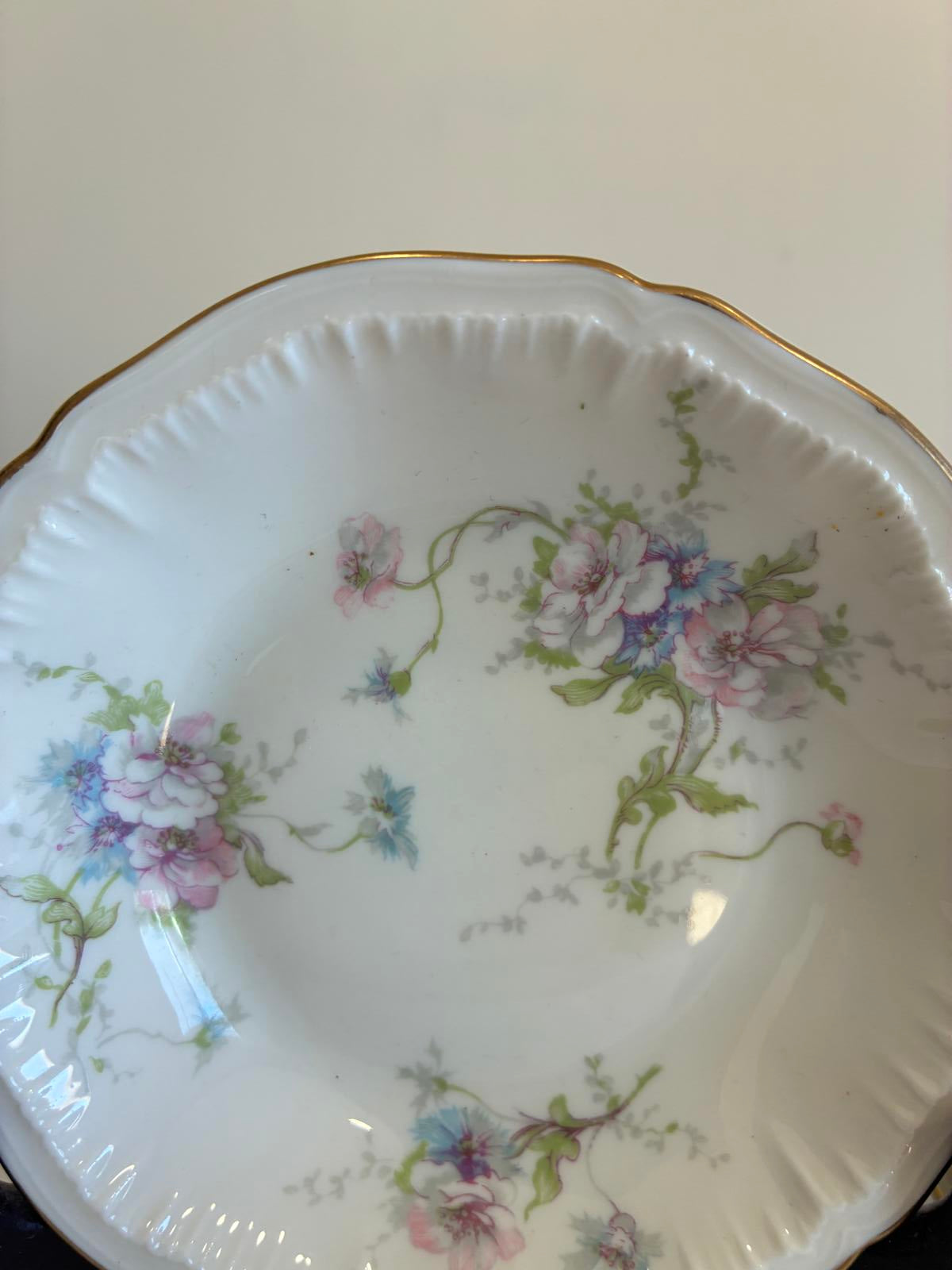 Theodore Haviland Annette Bowls 5" Floral Gold Rim Berry Bowls, Set of 7