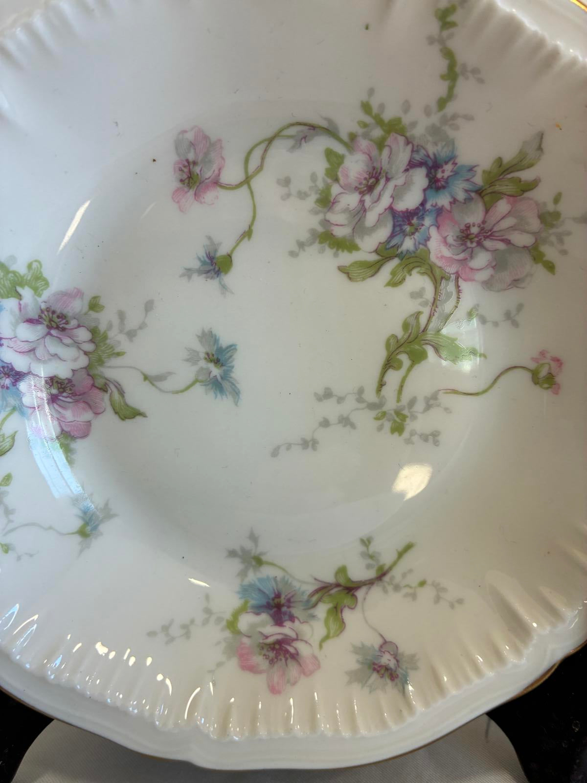 Theodore Haviland Annette Bowls 5" Floral Gold Rim Berry Bowls, Set of 7