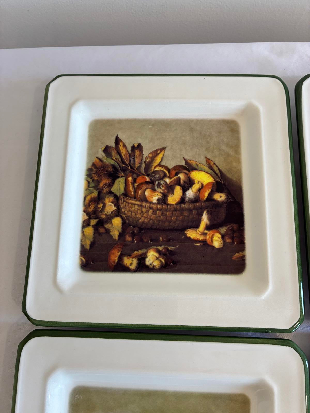 Vintage Brunelli Designs Italy Fruit Plates Square Plates, Set of 4