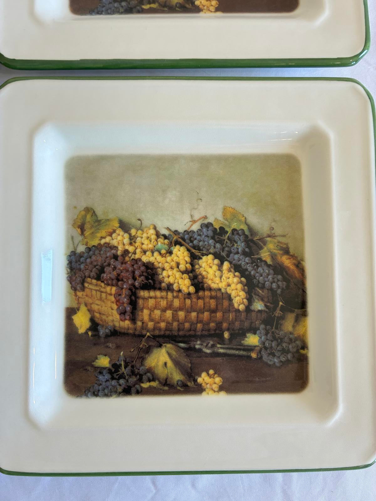 Vintage Brunelli Designs Italy Fruit Plates Square Plates, Set of 4