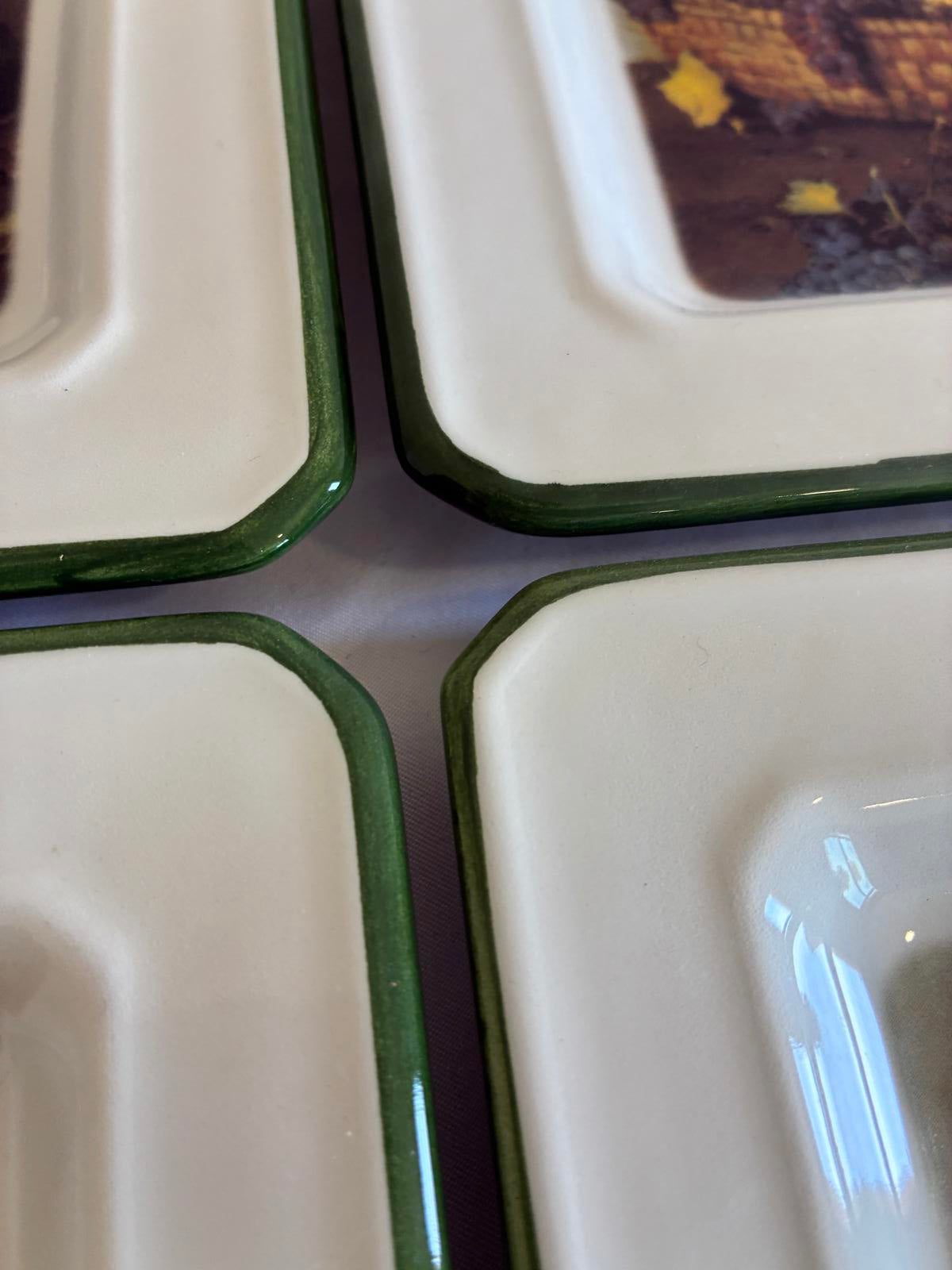 Vintage Brunelli Designs Italy Fruit Plates Square Plates, Set of 4