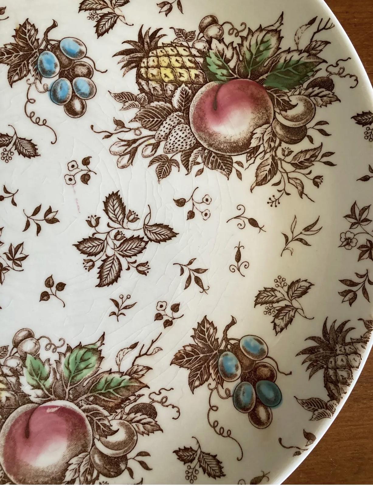Vintage Nasco Viceroy Japan Serving Platter Hand Painted Fruit Pattern 11.5”