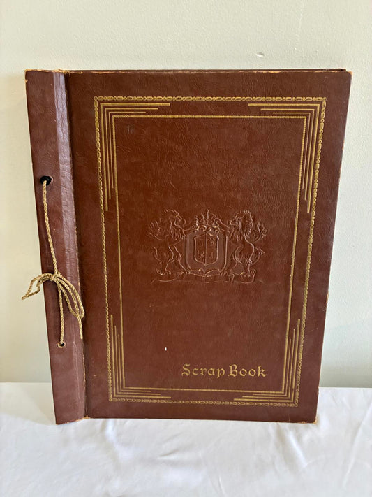 Vintage Leather Scrapbook Album Embossed Crest Memory Book Rustic Keepsake Album