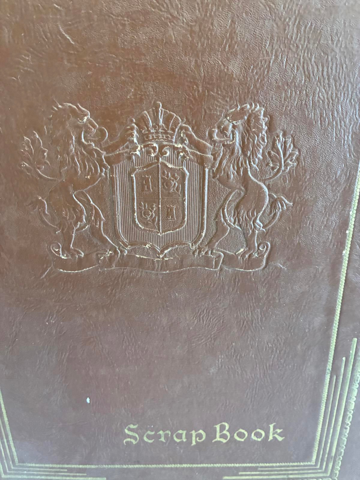 Vintage Leather Scrapbook Album Embossed Crest Memory Book Rustic Keepsake Album