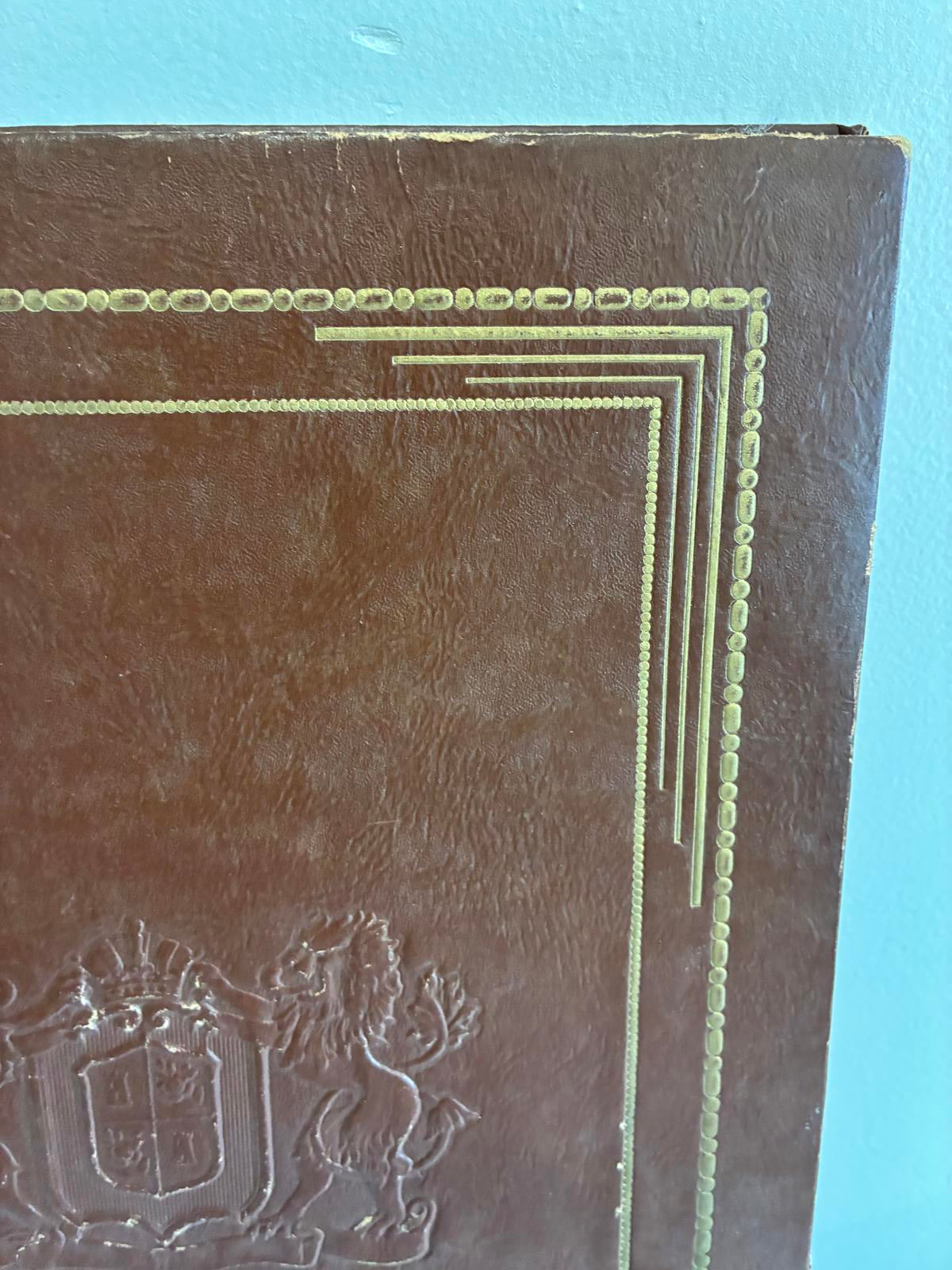 Vintage Leather Scrapbook Album Embossed Crest Memory Book Rustic Keepsake Album