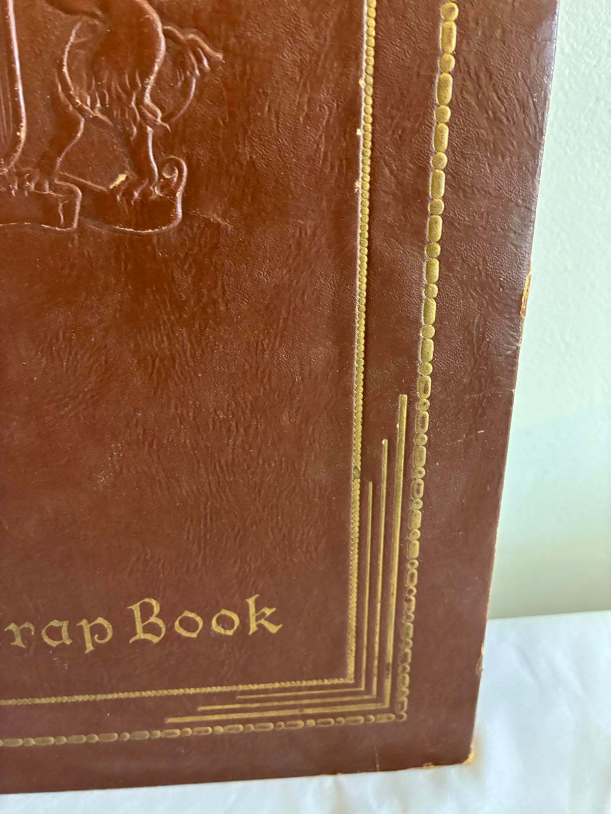 Vintage Leather Scrapbook Album Embossed Crest Memory Book Rustic Keepsake Album