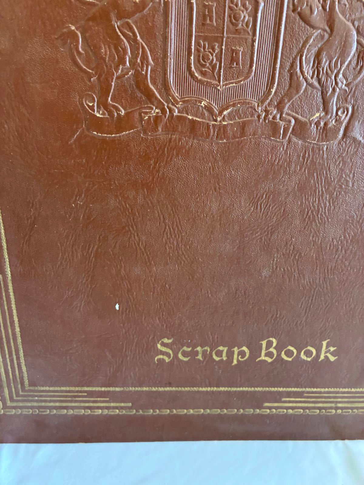 Vintage Leather Scrapbook Album Embossed Crest Memory Book Rustic Keepsake Album
