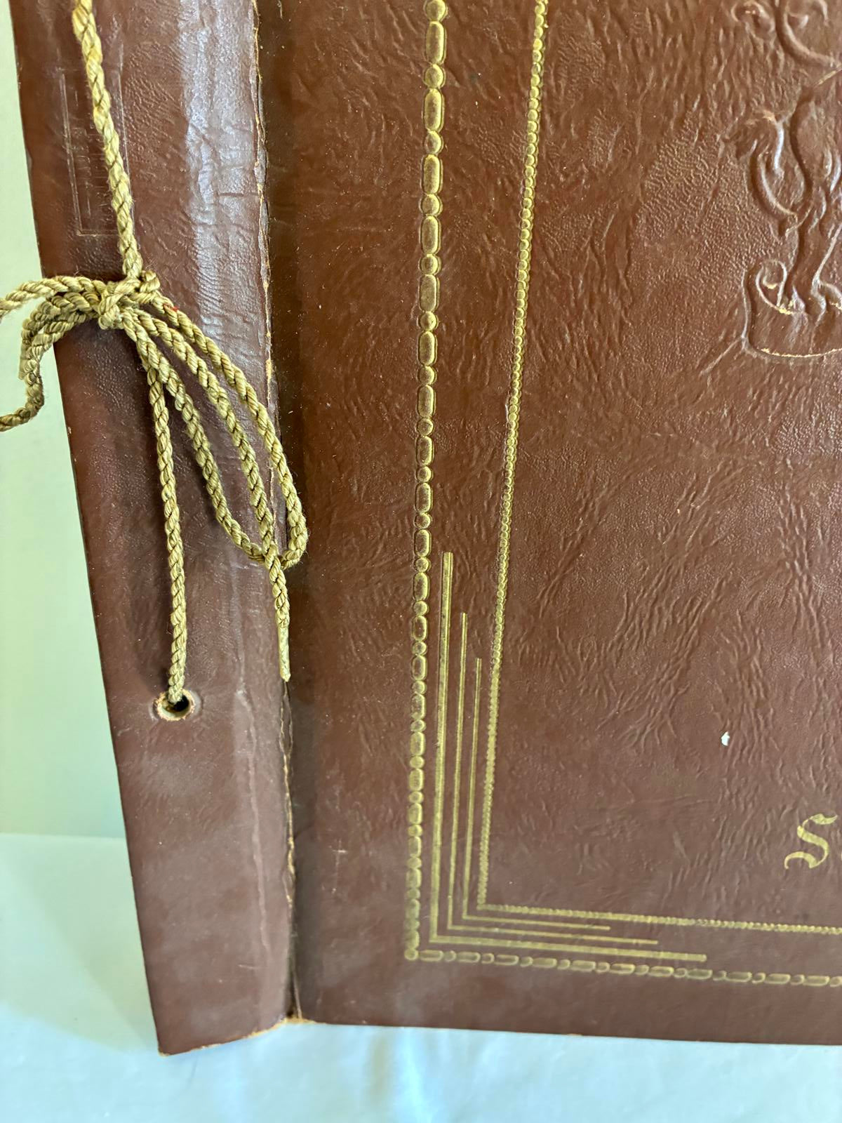 Vintage Leather Scrapbook Album Embossed Crest Memory Book Rustic Keepsake Album