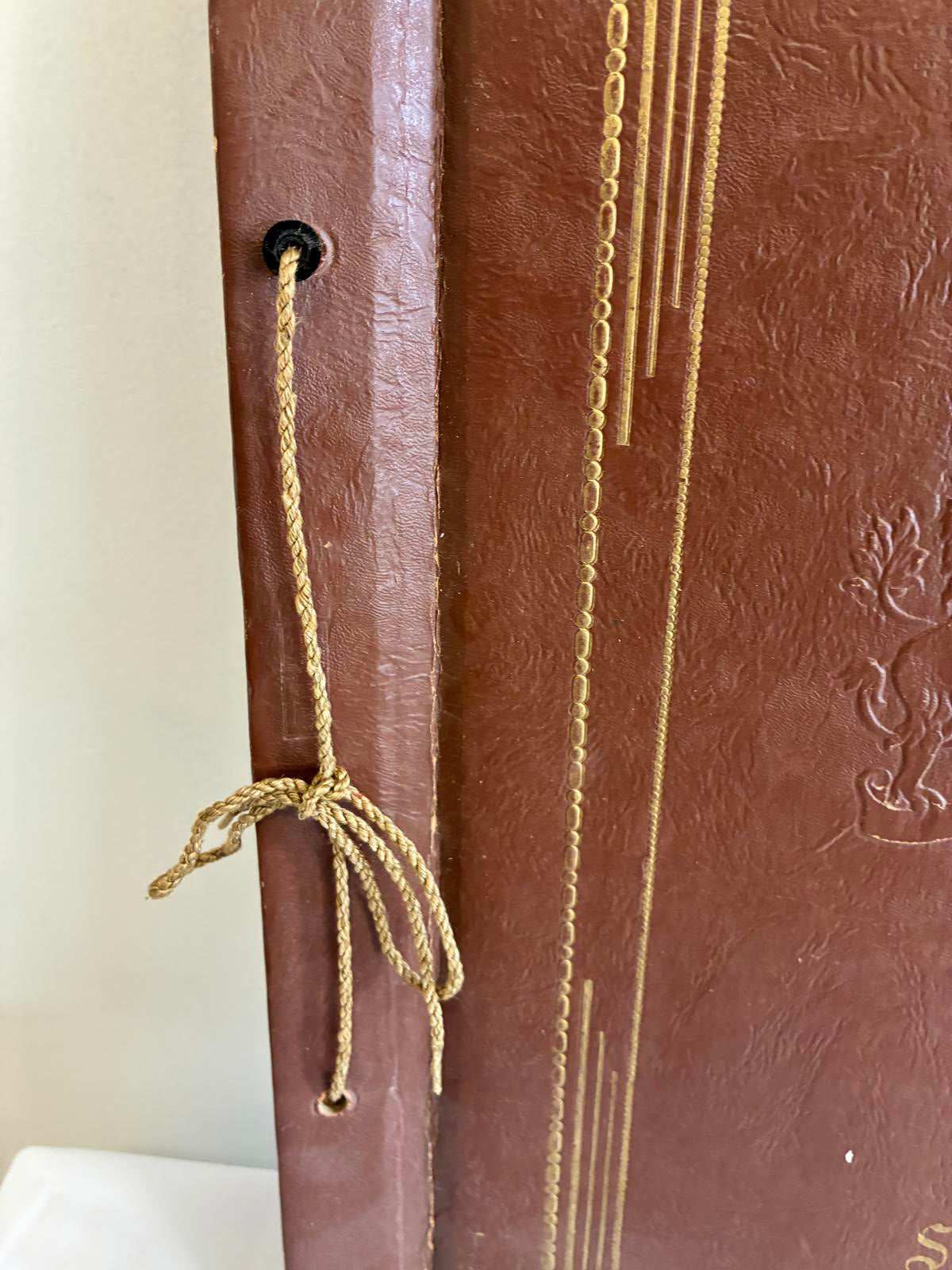 Vintage Leather Scrapbook Album Embossed Crest Memory Book Rustic Keepsake Album