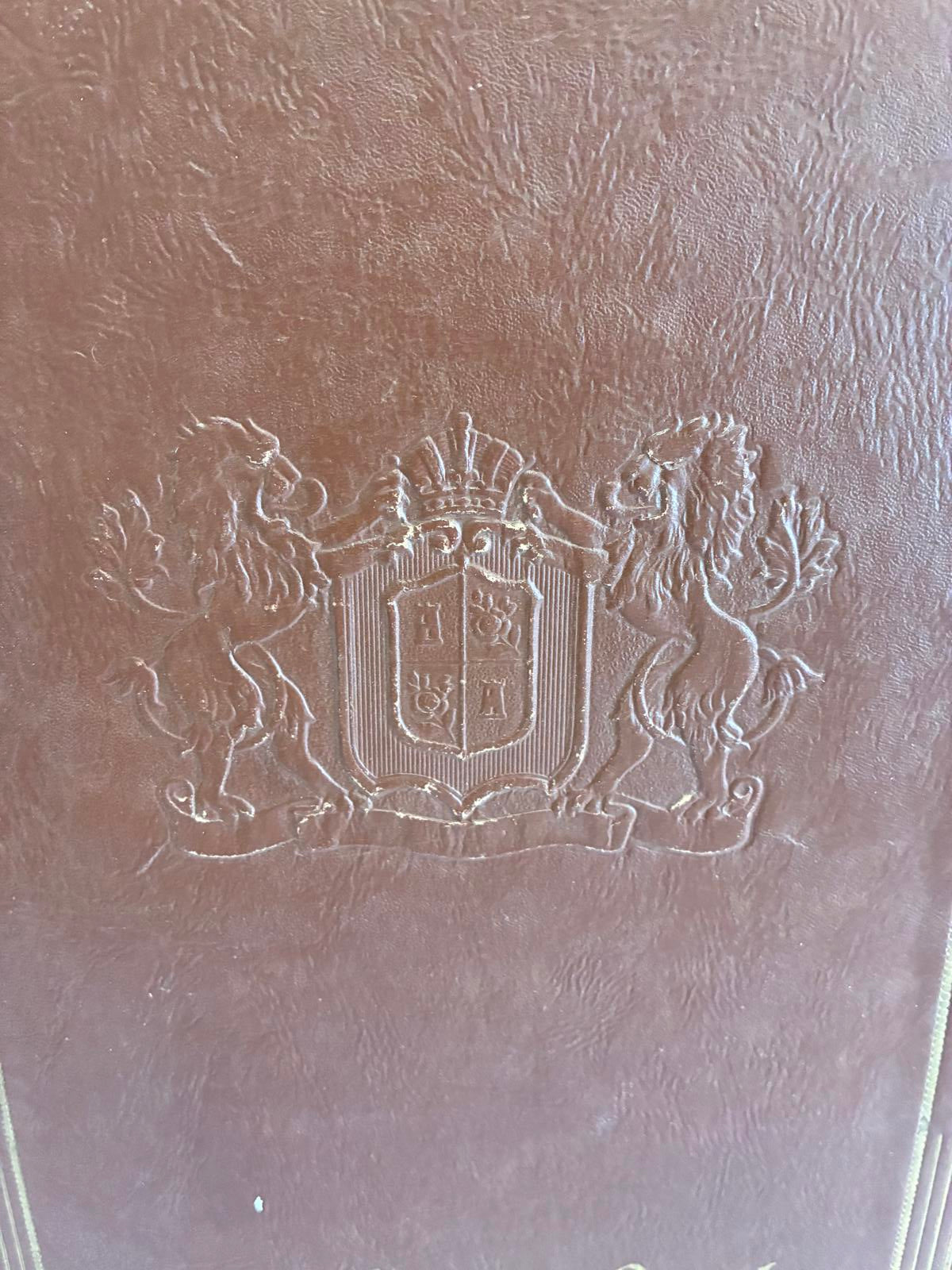 Vintage Leather Scrapbook Album Embossed Crest Memory Book Rustic Keepsake Album