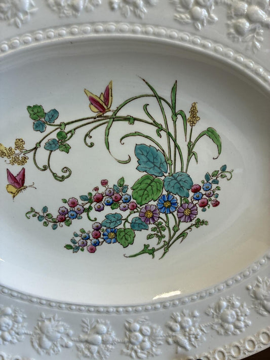 Wedgwood Embossed Floral Platter - Made in England - Cottage Chic Vintage Finds