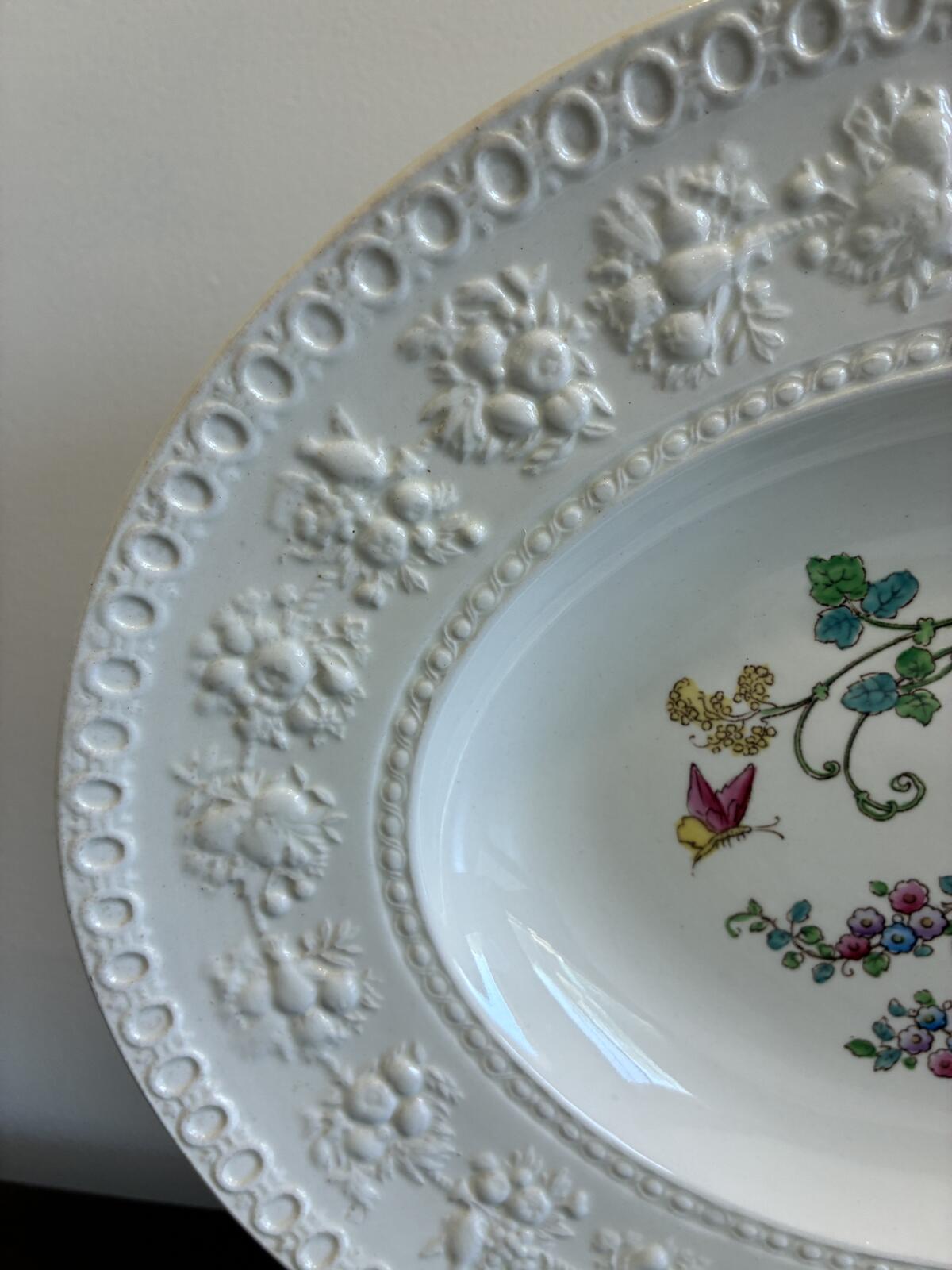 Wedgwood Embossed Floral Platter - Made in England - Cottage Chic Vintage Finds