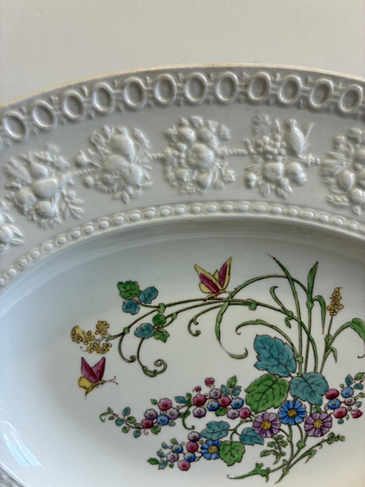 Wedgwood Embossed Floral Platter - Made in England - Cottage Chic Vintage Finds