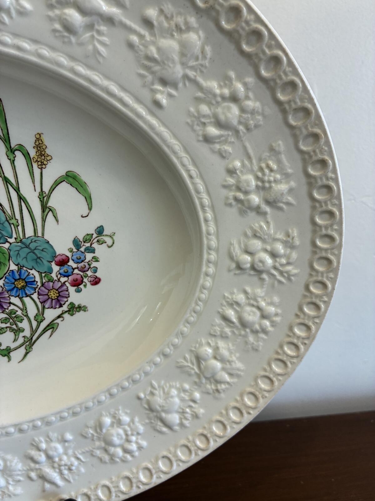 Wedgwood Embossed Floral Platter - Made in England - Cottage Chic Vintage Finds