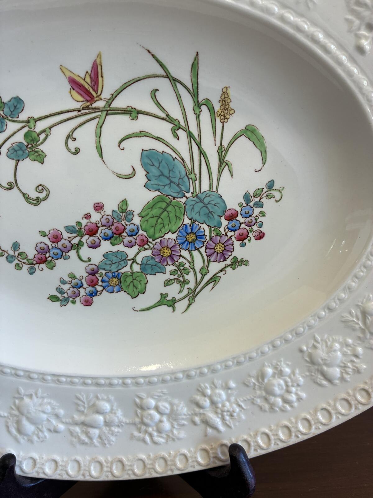Wedgwood Embossed Floral Platter - Made in England - Cottage Chic Vintage Finds