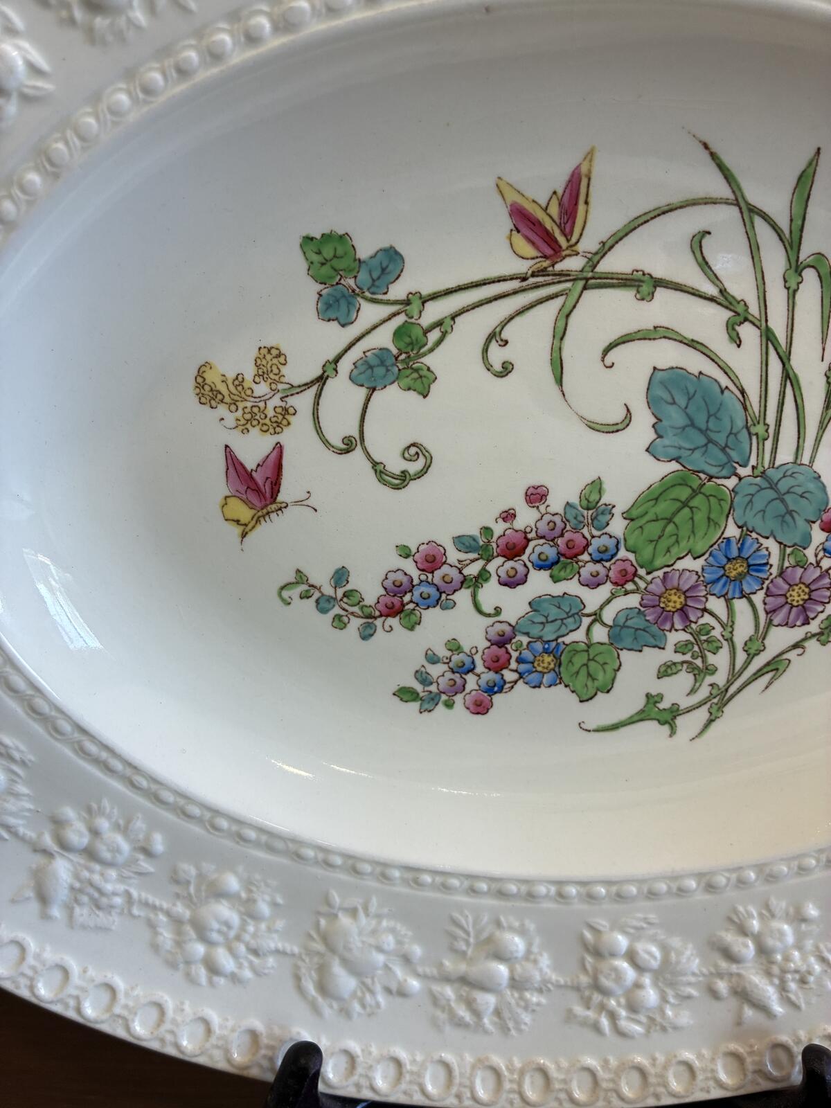 Wedgwood Embossed Floral Platter - Made in England - Cottage Chic Vintage Finds
