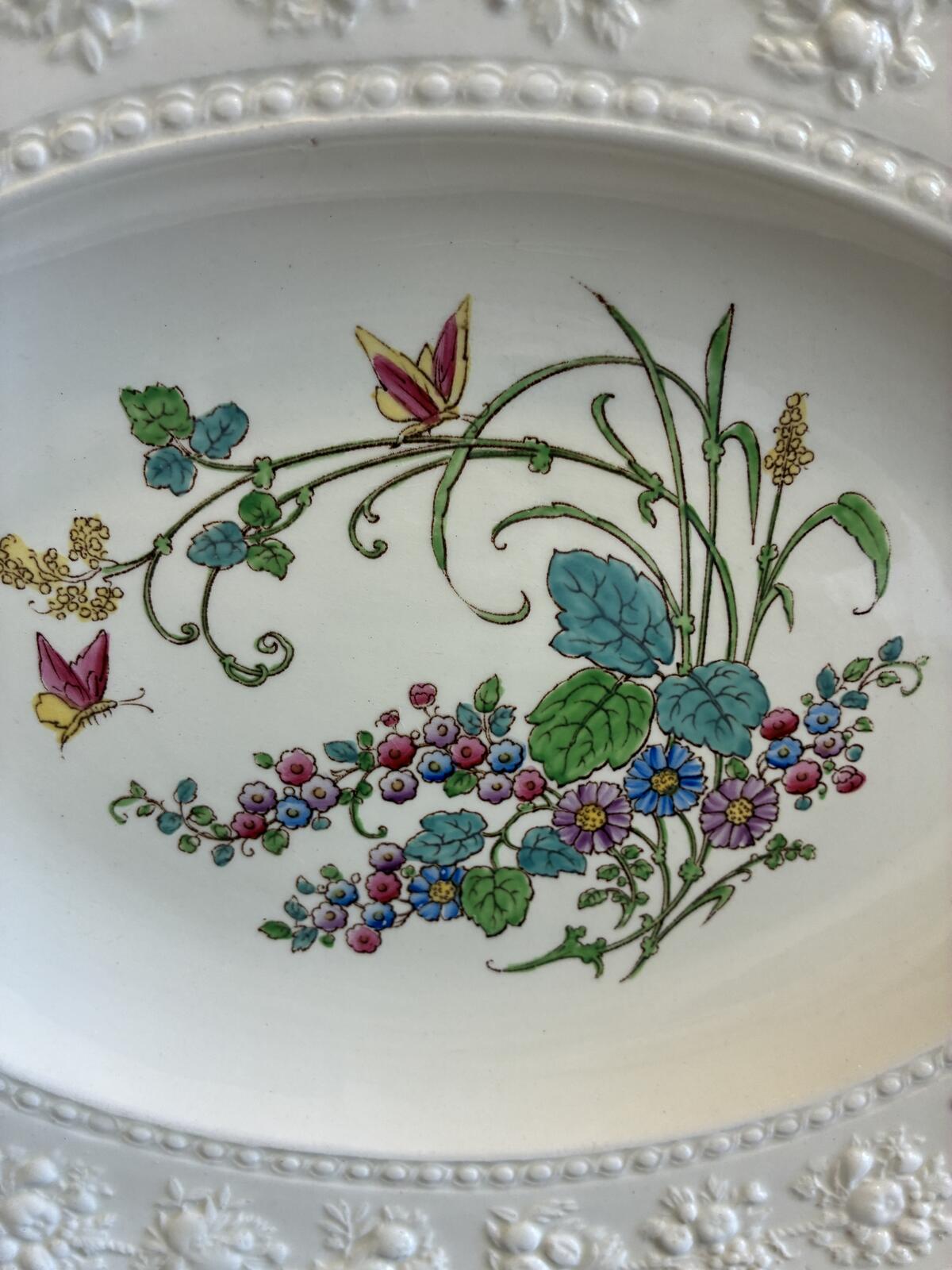Wedgwood Embossed Floral Platter - Made in England - Cottage Chic Vintage Finds