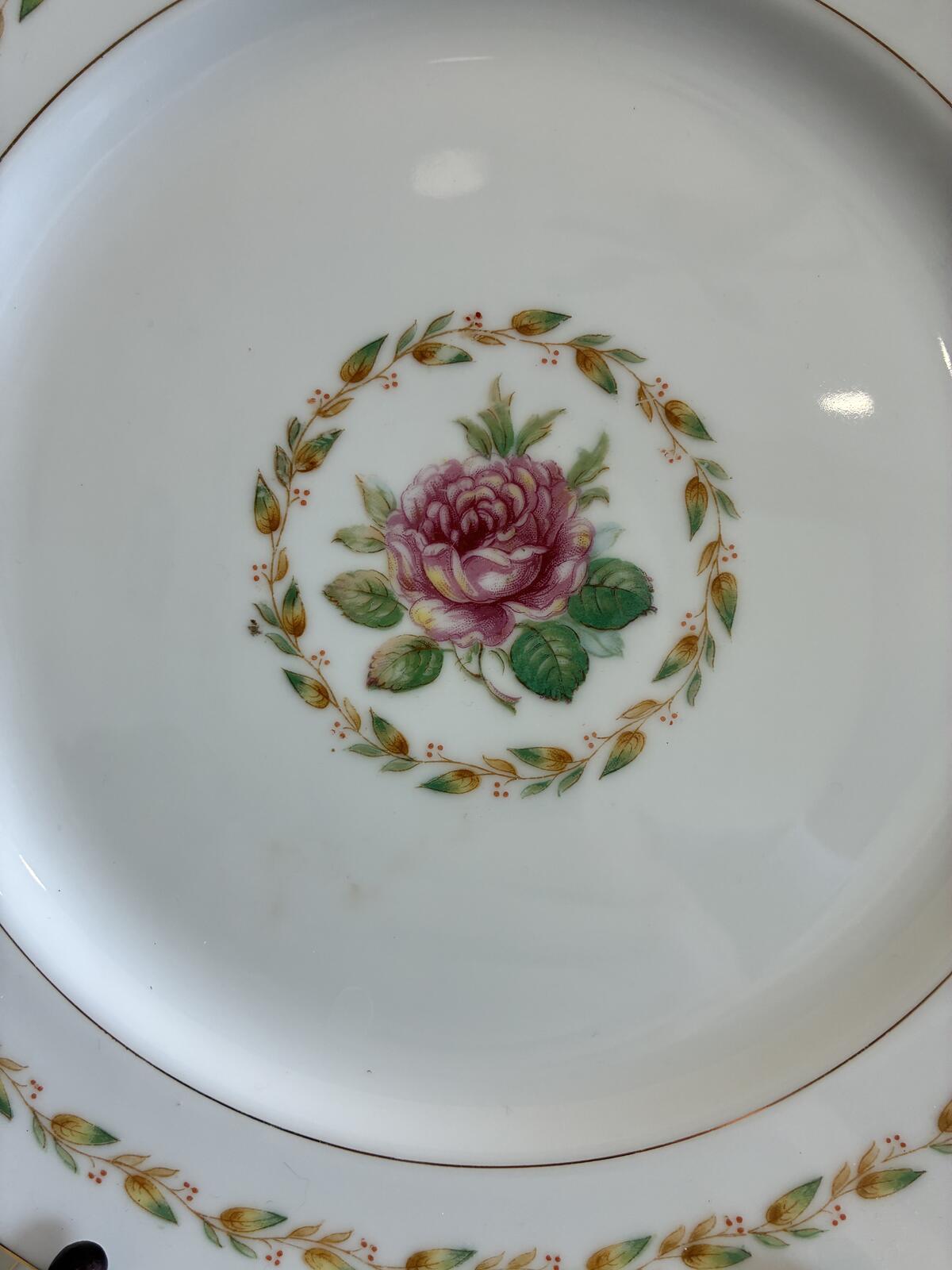 Vintage Mikado Laurel Pattern Dinner Plates Set of 4 - Pink Rose Gold Trim Japan