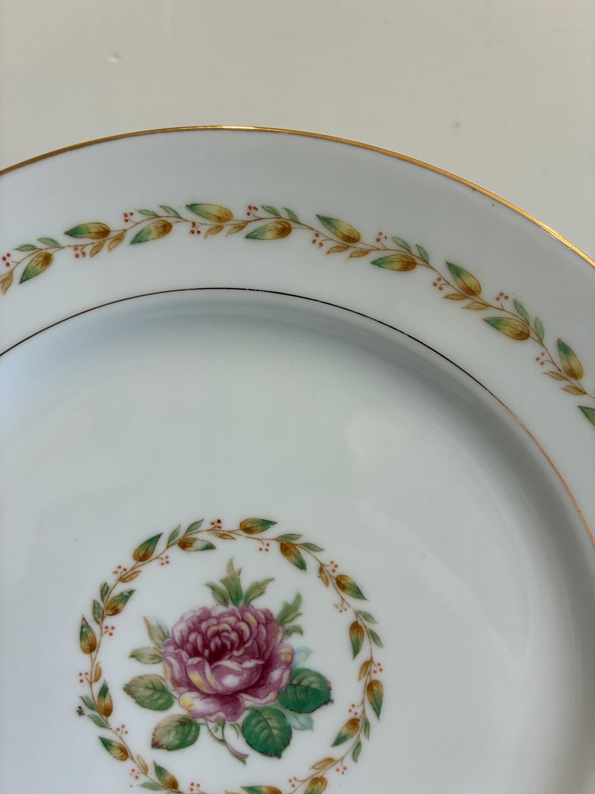 Vintage Mikado Laurel Pattern Dinner Plates Set of 4 - Pink Rose Gold Trim Japan