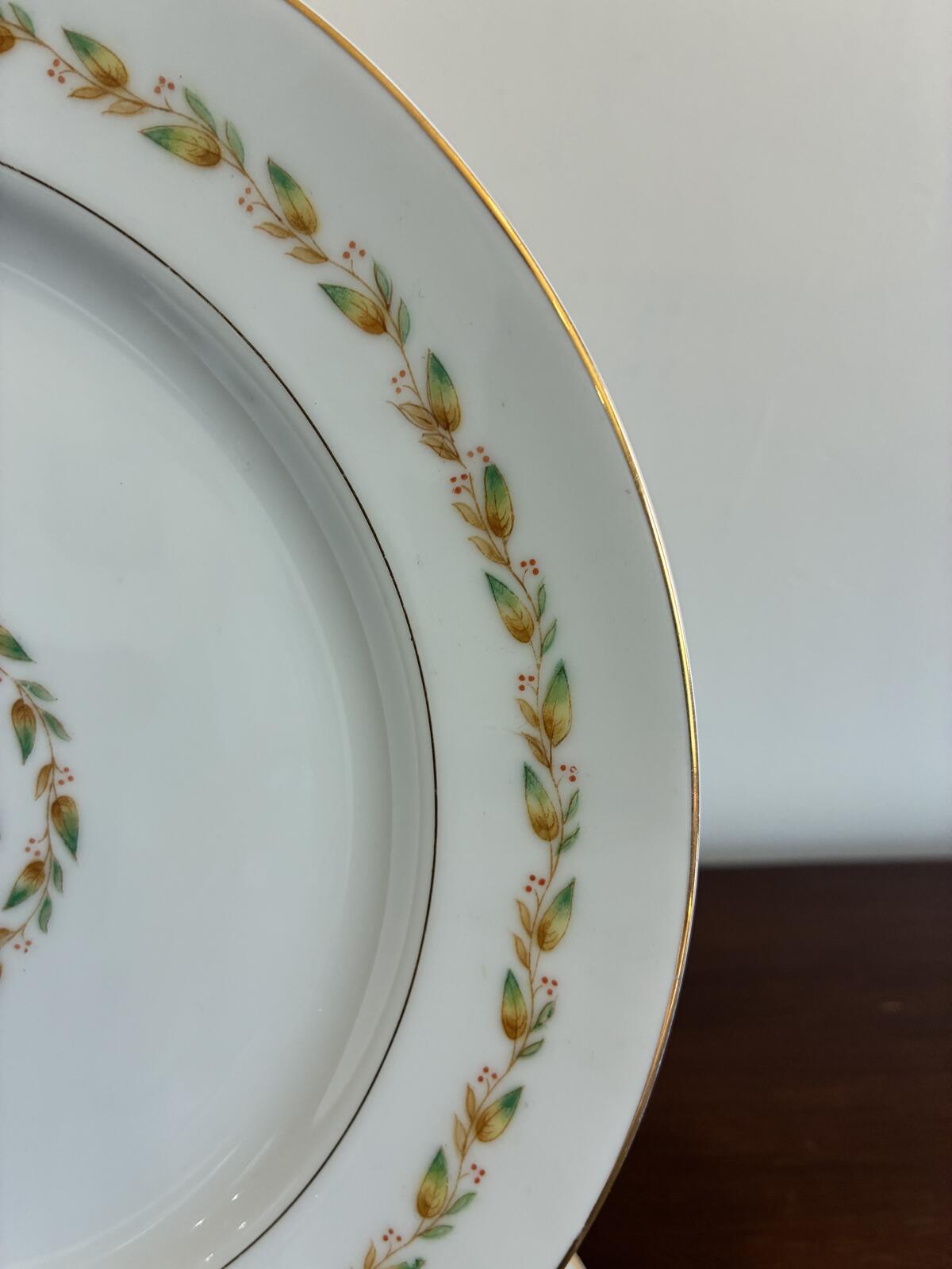Vintage Mikado Laurel Pattern Dinner Plates Set of 4 - Pink Rose Gold Trim Japan