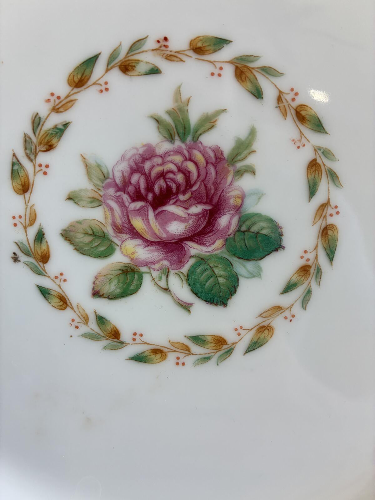 Vintage Mikado Laurel Pattern Dinner Plates Set of 4 - Pink Rose Gold Trim Japan