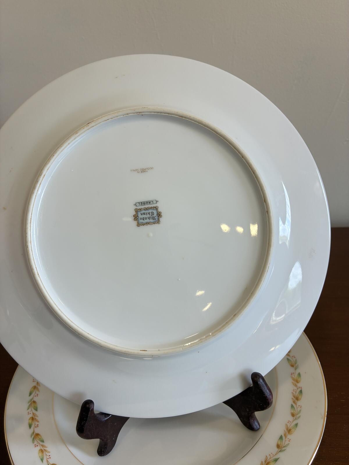 Vintage Mikado Laurel Pattern Dinner Plates Set of 4 - Pink Rose Gold Trim Japan