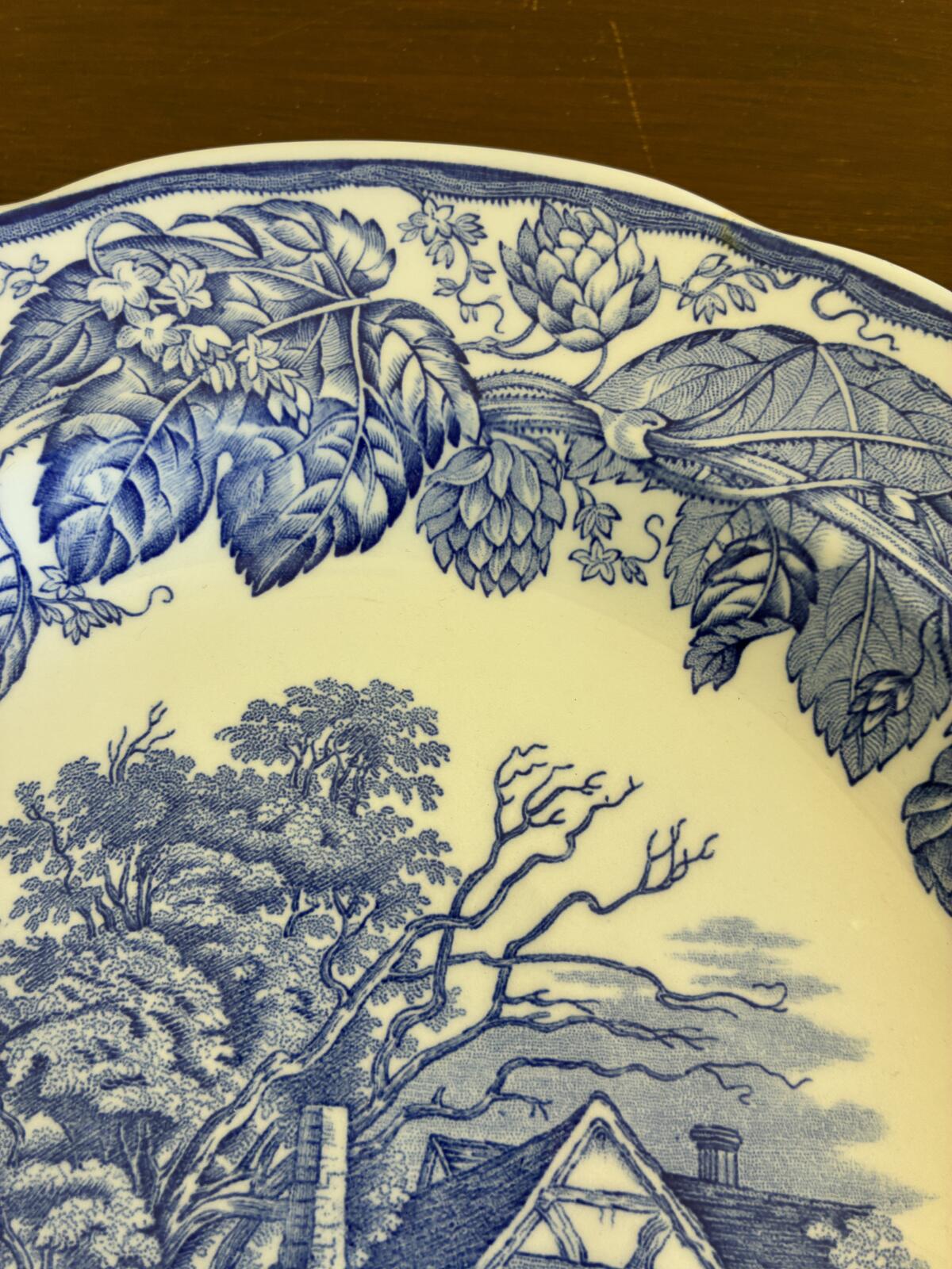 Vintage Spode Rural Scenes Blue White Plates set of 2 - Cottage Transferware
