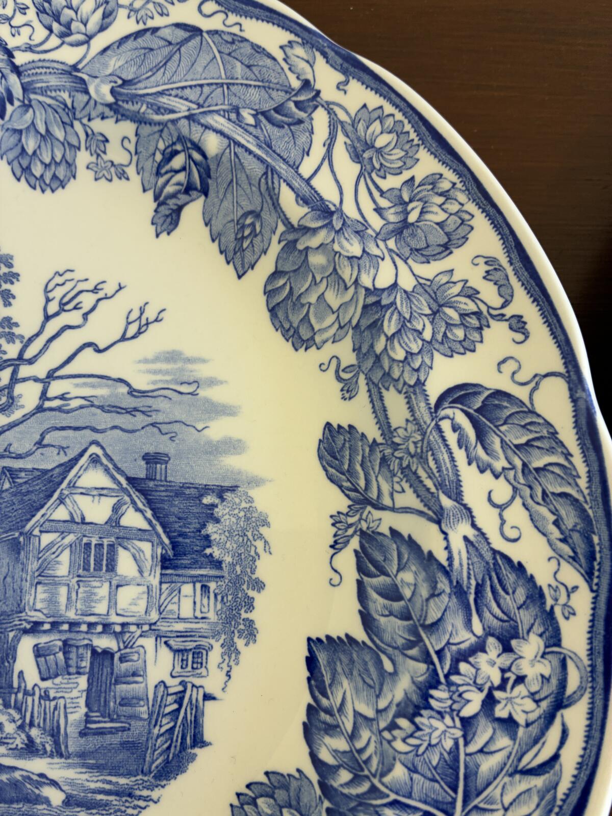 Vintage Spode Rural Scenes Blue White Plates set of 2 - Cottage Transferware