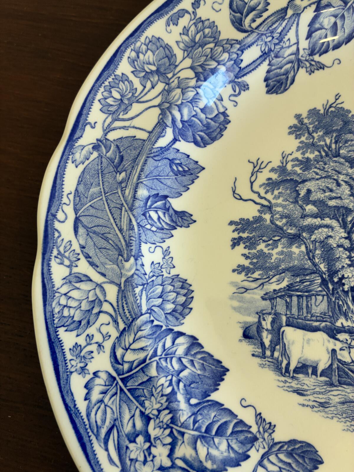 Vintage Spode Rural Scenes Blue White Plates set of 2 - Cottage Transferware