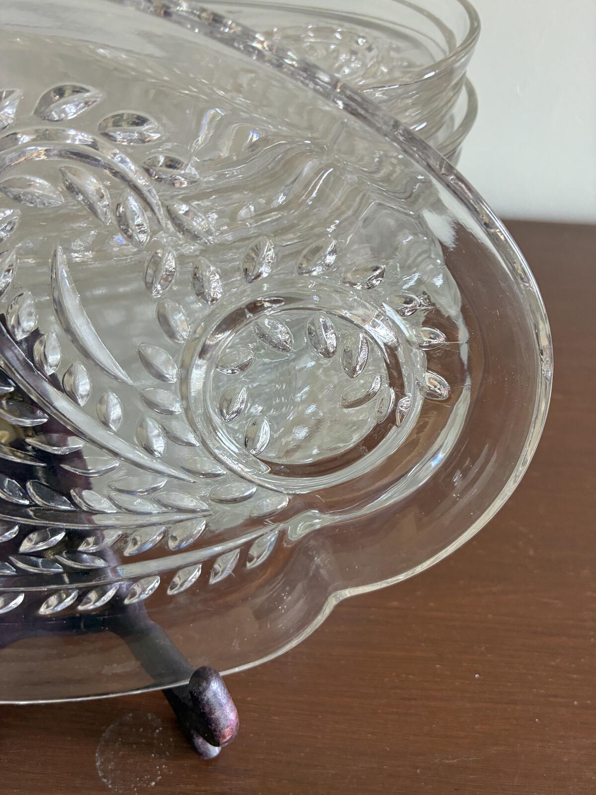 Vintage Federal Glass Homestead Set of 14 Plates-Clear Pressed Glass Rope Border