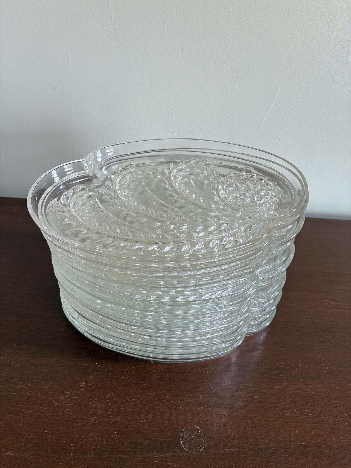 Vintage Federal Glass Homestead Set of 14 Plates-Clear Pressed Glass Rope Border
