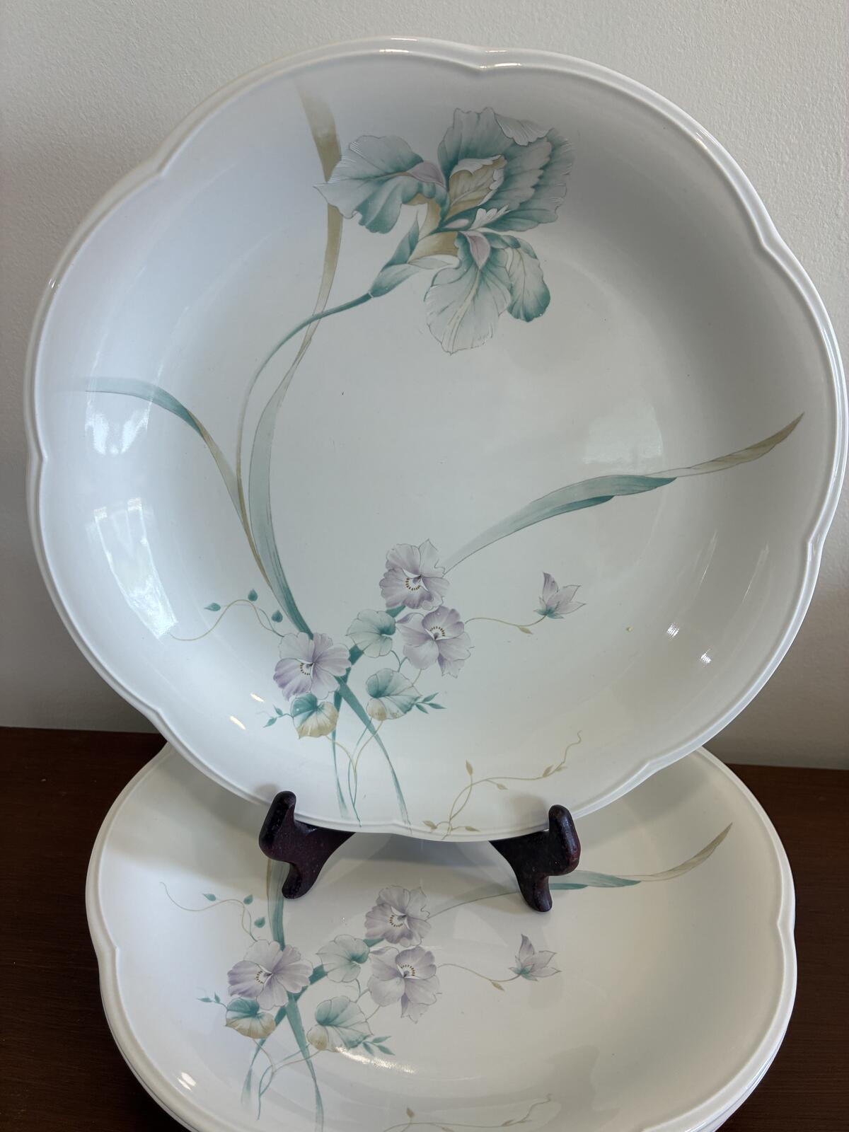 Vintage Mikasa Rondo Set of 5 Scalloped Plates - Iris Butterfly Floral China