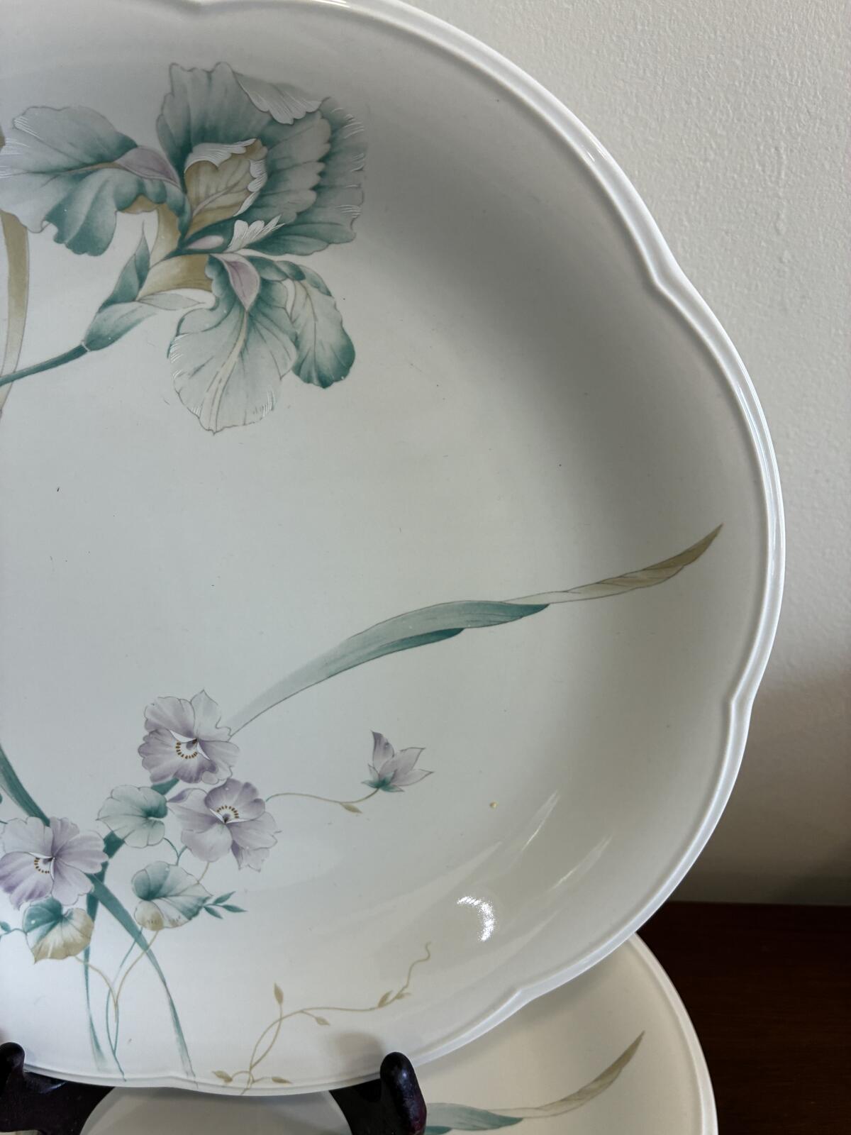 Vintage Mikasa Rondo Set of 5 Scalloped Plates - Iris Butterfly Floral China