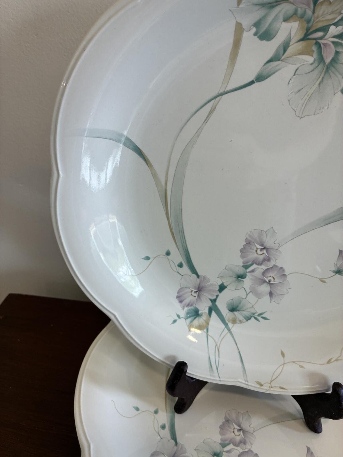Vintage Mikasa Rondo Set of 5 Scalloped Plates - Iris Butterfly Floral China