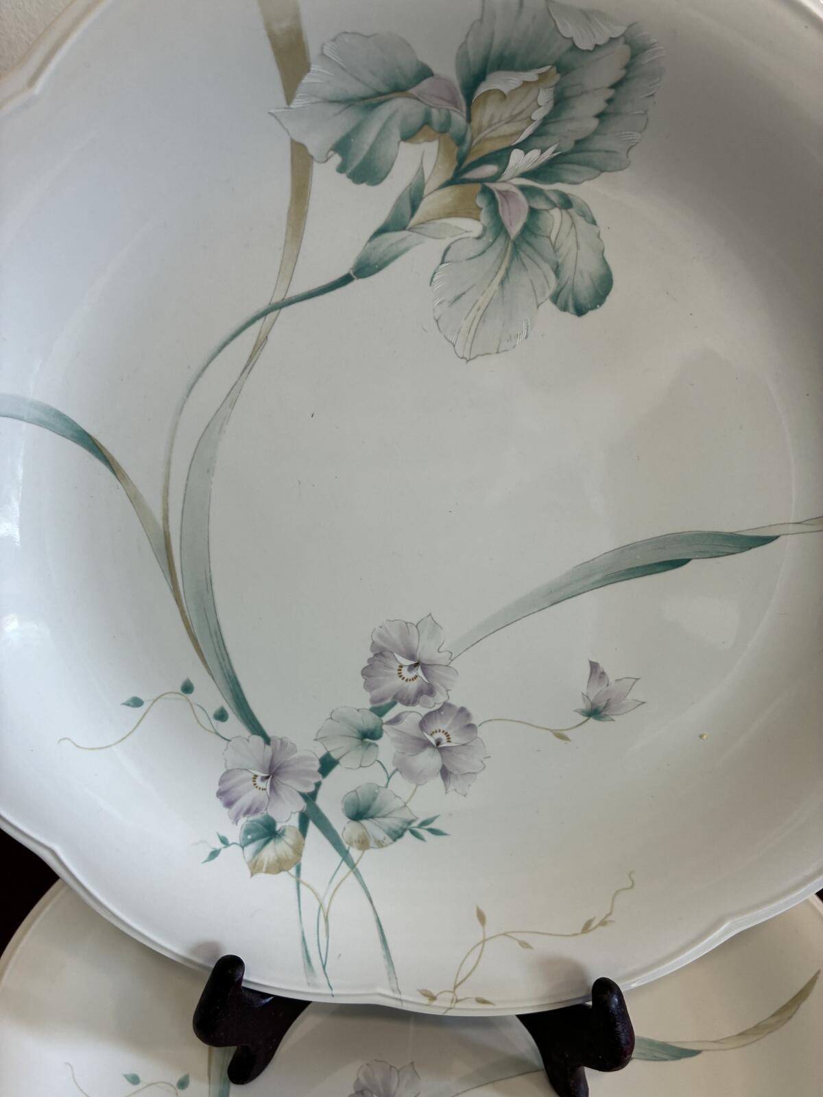 Vintage Mikasa Rondo Set of 5 Scalloped Plates - Iris Butterfly Floral China