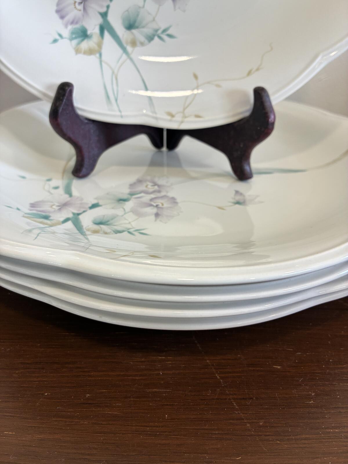 Vintage Mikasa Rondo Set of 5 Scalloped Plates - Iris Butterfly Floral China